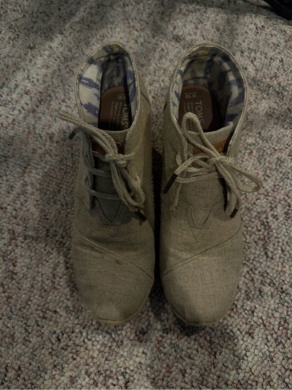TOMS Khaki Canvas Kids Lace-Up Ankle Boots